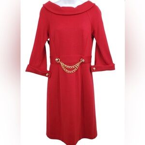 Vintage Milly of New York Red Dress with Gold Chain Accent